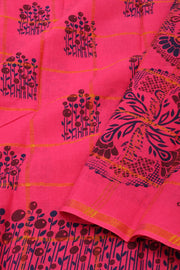 Pink Handcrafted Sungudi Cotton Saree 10077127