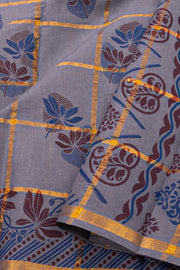 Grey Handcrafted Sungudi Cotton Saree 10077128