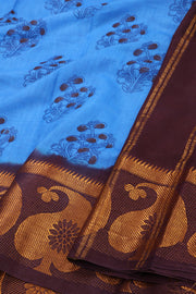 Blue Handcrafted Sungudi Cotton Saree With Paisley Border 10077129