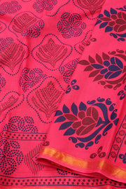 Pink Handcrafted Sungudi Cotton Saree 10077135