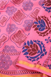 Bright Pink Handcrafted Sungudi Cotton Saree 10077138