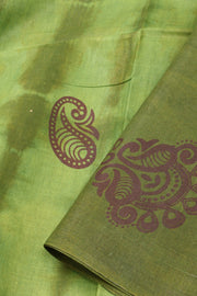 Light Green Handcrafted Sungudi Cotton Saree 10077141