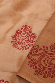 Beige Handcrafted Sungudi Cotton Saree 10077142