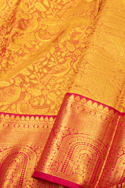 Gold With Maroon Kanjivaram Pure Silk Saree 10077159