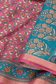 Pink Printed Semi Tussar Silk Saree 10077221