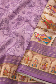 Purple Printed Semi Tussar Silk Saree 10077224