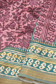 Dusty Pink Printed Semi Tussar Silk Saree 10077229