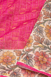 Pink Printed Semi Tussar Silk Saree 10077234