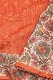 Orange Printed Semi Tussar Silk Saree 10077235