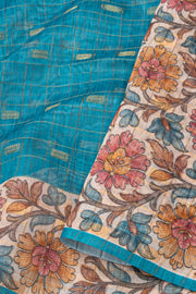 Blue Printed Semi Tussar Silk Saree 10077236