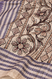 Lavender Printed Semi Tussar Silk Saree 10077237
