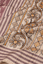 Light Brown Printed Semi Tussar Silk Saree 10077239