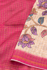 Pink Printed Semi Tussar Silk Saree 10077242