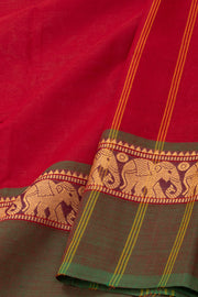 Red Handloom Chettinad Cotton Saree 10077291