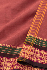 Rust Brown Handloom Chettinad Cotton Saree 10077293