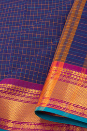Deep Blue Handloom Chettinad Cotton Saree 10077302