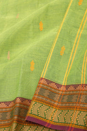 Leaf Green Handloom Chettinad Cotton Saree 10077307