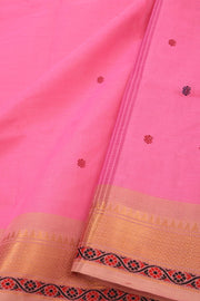 Baby Pink Handloom Chettinad Cotton Saree 10077314