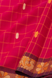 Dark Pink Handloom Chettinad Cotton Saree 10077320