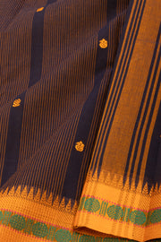 Dark Blue Handloom Chettinad Cotton Saree 10077326