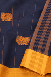 Ink Blue Handloom Chettinad Cotton Saree 10077333