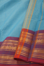 Sky Blue Handloom Chettinad Cotton Saree 10077334