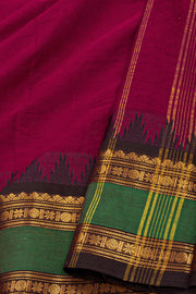 Burgundy Handloom Chettinad Cotton Saree 10077336