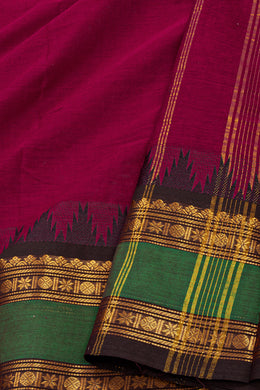 Burgundy Handloom Chettinad Cotton Saree 10077336