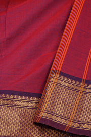 Maroon Handloom Chettinad Cotton Saree 10077340