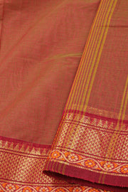 Dusty Brown Handloom Chettinad Cotton Saree 10077343