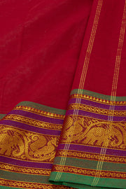 Red Handloom Chettinad Cotton Saree 10077345