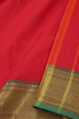 Tomato Red Handloom Chettinad Cotton Saree10077346