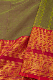 Leaf Green Handloom Chettinad Cotton Saree 10077348