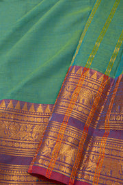 Teal Blue Handloom Chettinad Cotton Saree 10077350