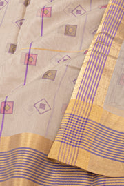 Cream Chanderi Printed Silk Cotton Saree 10077364