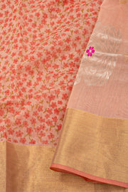Pink Chanderi Printed Silk Cotton Saree 10077365