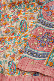 Cream Kashmiri Printed Silk Saree 10077396