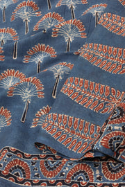 Blue Ajrakh Printed Mulmul Cotton Saree 10077405