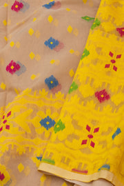 Yellow Handloom Jamdani Cotton Saree 10077527
