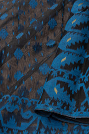 Blue Handloom Jamdani Cotton Saree 10077530