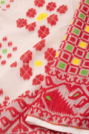 White Handloom Jamdani Cotton Saree 10077540