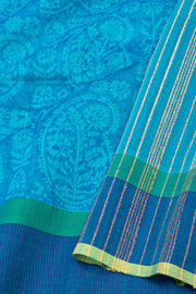 Ocean Blue Maheshwari Silk Cotton Saree 10077551