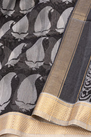 Black Printed Maheshwari Silk Cotton Saree 10077552