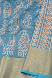 Blue Maheshwari Silk Cotton Saree 10077555