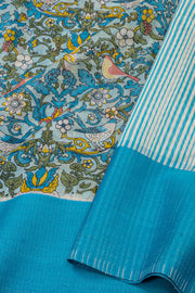 Blue Printed Maheshwari Silk Cotton Saree 10077557