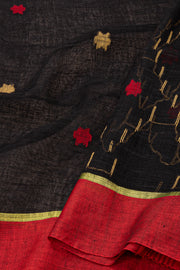 Black Bengal Handwoven Cotton Saree 10077693