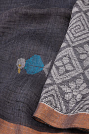 Grey Bengal Handwoven Cotton Saree 10077695