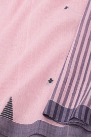 Baby Pink Bengal Handwoven Cotton Saree 10077705