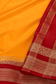Bright Yellow Mysore Semi Crepe Silk Saree 10077800