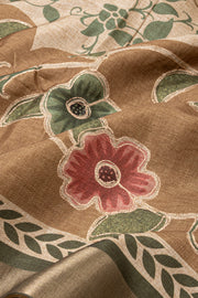 Olive Green Printed Semi Tussar Silk Saree 10077985
